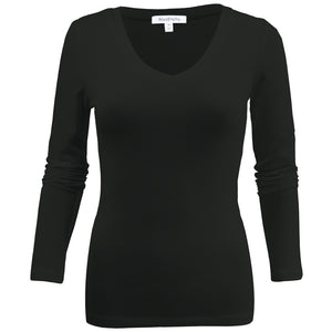 Women's Long Sleeve T-Shirt V-Neck Basic Layer Spandex Shirts