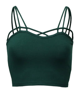 Women's Cross Spaghetti Strap Cami Bralette Tank Top