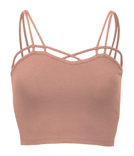 Women's Cross Spaghetti Strap Cami Bralette Tank Top