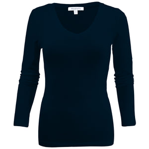 Women's Long Sleeve T-Shirt V-Neck Basic Layer Spandex Shirts