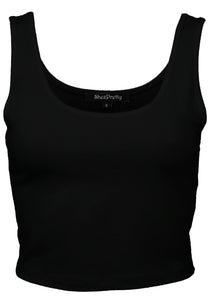 Basic Solid Sleeveless Scoop Neck Crop Tank Tops