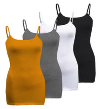 Load image into Gallery viewer, Plus Size - 4 Pack Classic/Basic Solid Cami With Adjustable Spaghetti Straps Tank Top