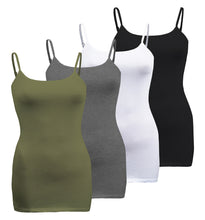 Load image into Gallery viewer, Plus Size - 4 Pack Classic/Basic Solid Cami With Adjustable Spaghetti Straps Tank Top