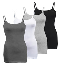 Load image into Gallery viewer, Plus Size - 4 Pack Classic/Basic Solid Cami With Adjustable Spaghetti Straps Tank Top