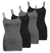 Load image into Gallery viewer, Plus Size - 4 Pack Classic/Basic Solid Cami With Adjustable Spaghetti Straps Tank Top
