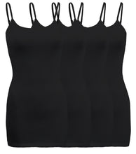 Load image into Gallery viewer, 4 Pack - Women&#39;s Basic Cami with Adjustable Spaghetti Straps Tank Top - S ~ 3XL