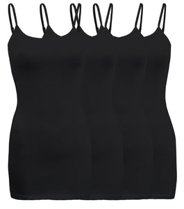 4 Pack - Women's Basic Cami with Adjustable Spaghetti Straps Tank Top - S ~ 3XL