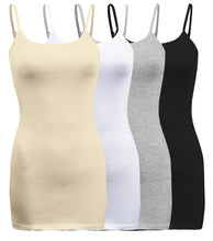 Load image into Gallery viewer, 4 Pack - Women&#39;s Basic Cami with Adjustable Spaghetti Straps Tank Top - S ~ 3XL