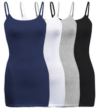 Load image into Gallery viewer, 4 Pack - Women&#39;s Basic Cami with Adjustable Spaghetti Straps Tank Top - S ~ 3XL