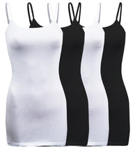 Load image into Gallery viewer, 4 Pack - Women&#39;s Basic Cami with Adjustable Spaghetti Straps Tank Top - S ~ 3XL