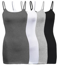 Load image into Gallery viewer, 4 Pack - Women&#39;s Basic Cami with Adjustable Spaghetti Straps Tank Top - S ~ 3XL