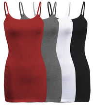 Load image into Gallery viewer, 4 Pack - Women&#39;s Basic Cami with Adjustable Spaghetti Straps Tank Top - S ~ 3XL