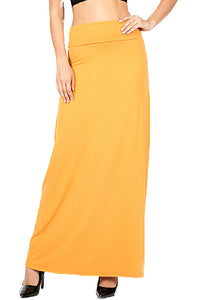 Premium  Fold Over High Waist  Long  Floor Length Maxi Skirt 