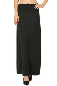 Premium  Fold Over High Waist  Long  Floor Length Maxi Skirt 