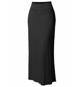 Premium  Fold Over High Waist  Long  Floor Length Maxi Skirt 