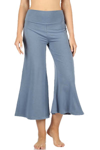 Premium High Elastic Waistband Wide Leg Gaucho Capri Pants