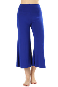 Premium High Elastic Waistband Wide Leg Gaucho Capri Pants