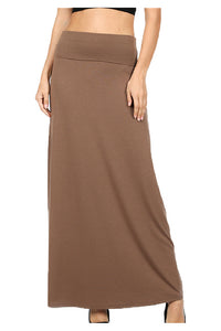 Premium  Fold Over High Waist  Long  Floor Length Maxi Skirt 