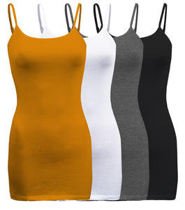 4 Pack - Women's Basic Cami with Adjustable Spaghetti Straps Tank Top - S ~ 3XL