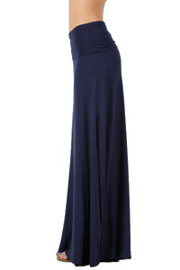 Premium  Fold Over High Waist  Long  Floor Length Maxi Skirt 