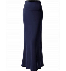 Premium  Fold Over High Waist  Long  Floor Length Maxi Skirt 