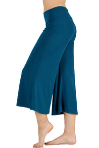 Premium High Elastic Waistband Wide Leg Gaucho Capri Pants