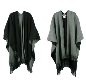 Women's Winter Knitted Cashmere Poncho Capes Shawl Sweater