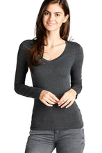 Load image into Gallery viewer, Women&#39;s Long Sleeve T-Shirt V-Neck Basic Layer Spandex Shirts