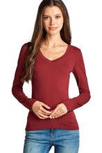 Load image into Gallery viewer, Women&#39;s Long Sleeve T-Shirt V-Neck Basic Layer Spandex Shirts