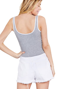 Women's Basic Sleeveless Scoop Neck Contrast Tape Tank Tops