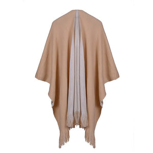 Women's Winter Knitted Cashmere Poncho Capes Shawl Sweater