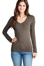 Load image into Gallery viewer, Women&#39;s Long Sleeve T-Shirt V-Neck Basic Layer Spandex Shirts