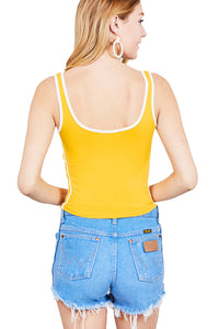 Women's Basic Sleeveless Scoop Neck Contrast Tape Tank Tops