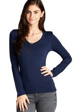 Load image into Gallery viewer, Women&#39;s Long Sleeve T-Shirt V-Neck Basic Layer Spandex Shirts